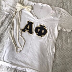 Navy and gold Alpha Phi letter shirt